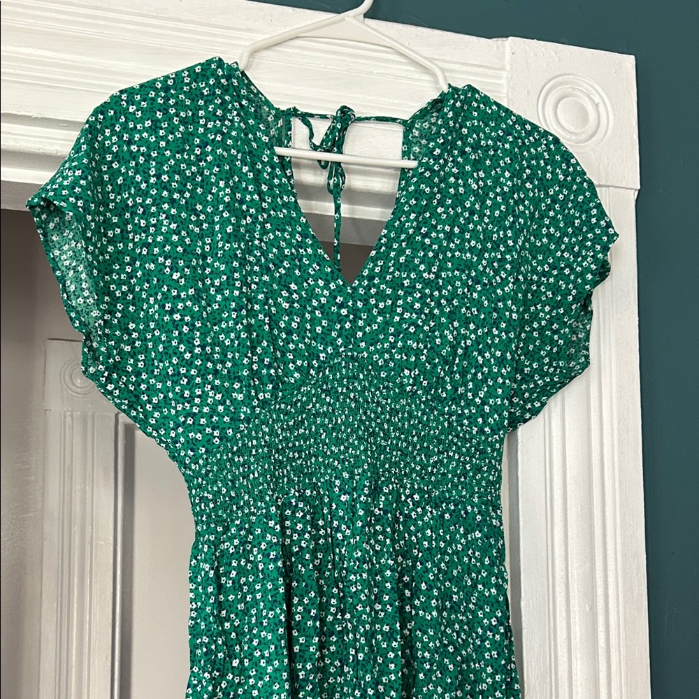 BeBop Green and White Floral Dress